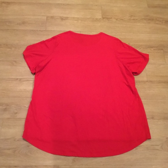 Portez Le Souvire Red Short Sleeve Top Size 2X - Picture 5 of 6